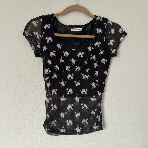 Sandy Liang Kiwi Top in Floral - Picture 2 of 5